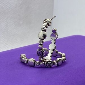 💛 Brighton Silver Swirl & Swarovski Crystal Hoop Studs